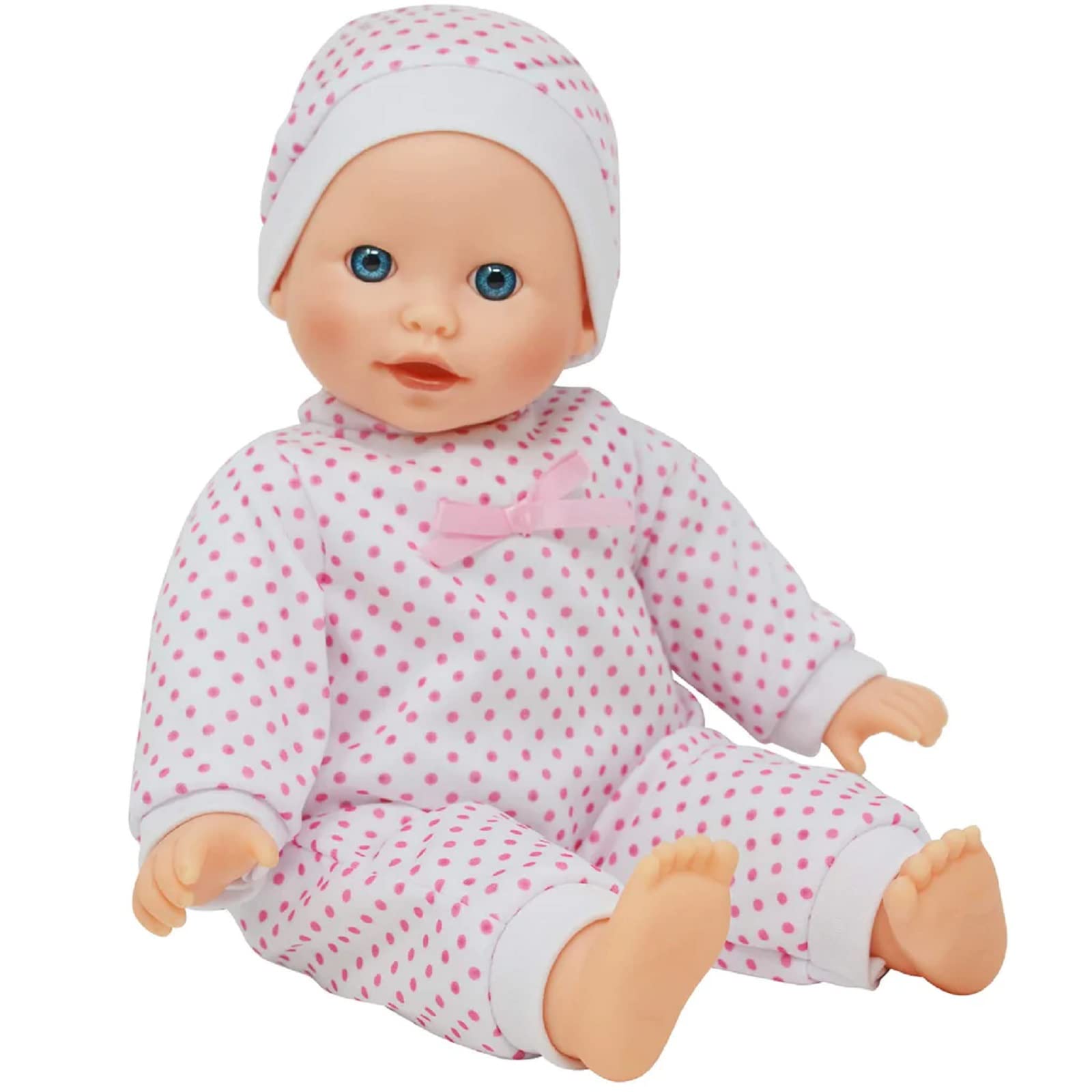 The New York Doll Collection Soft Body Caucasian Baby 14 inch/36 cm Doll - Headband fit and Pink Dress (Bonus Dummy Included)