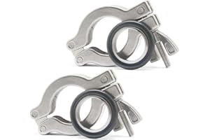 QiiMii KF-25 SS304 Wing Nut Clamp Flange Quick Clamp with Centering O-Ring （2 Pack）