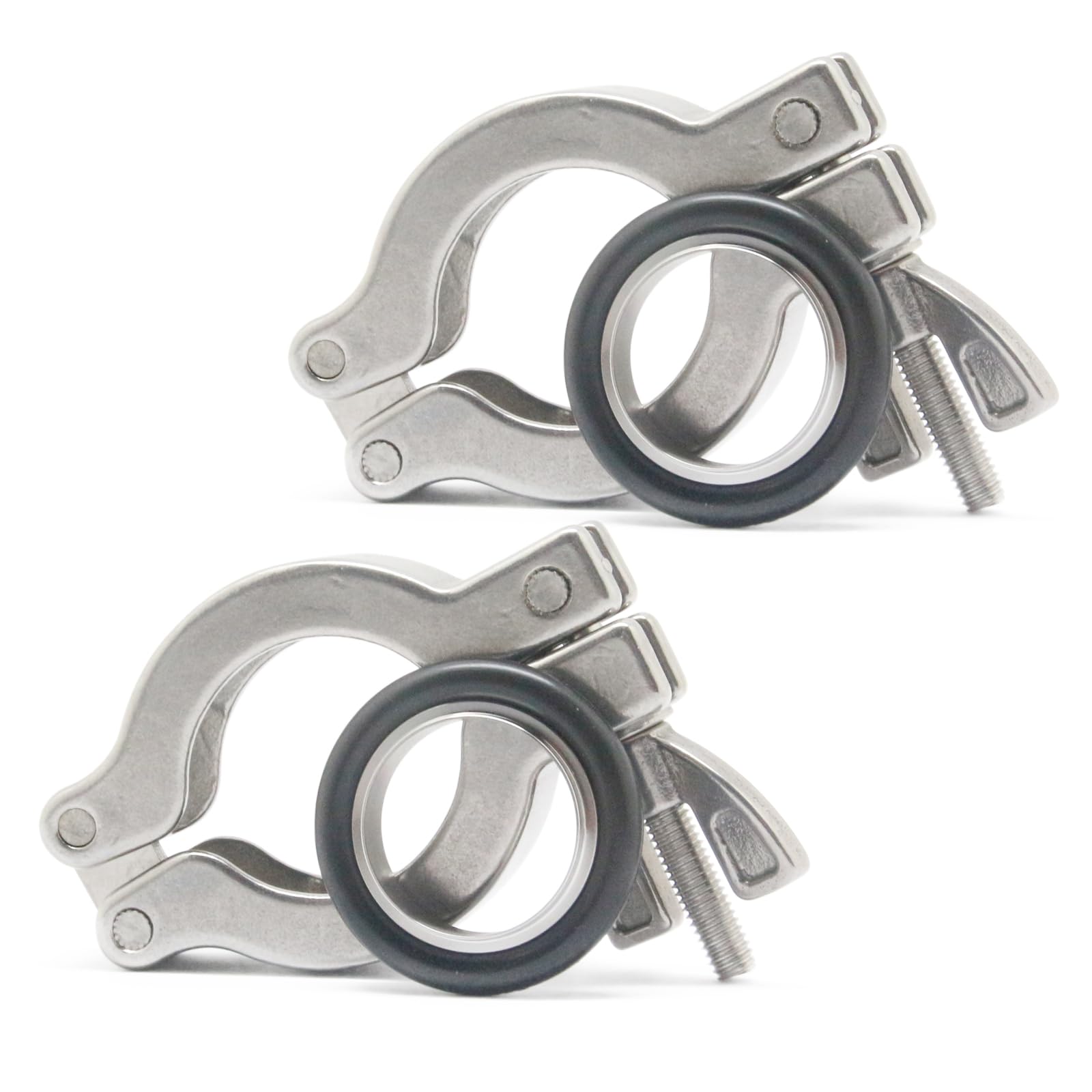 Photo 1 of QiiMii KF-25 SS304 Wing Nut Clamp Flange Quick Clamp with Centering O-Ring ?2 Pack?