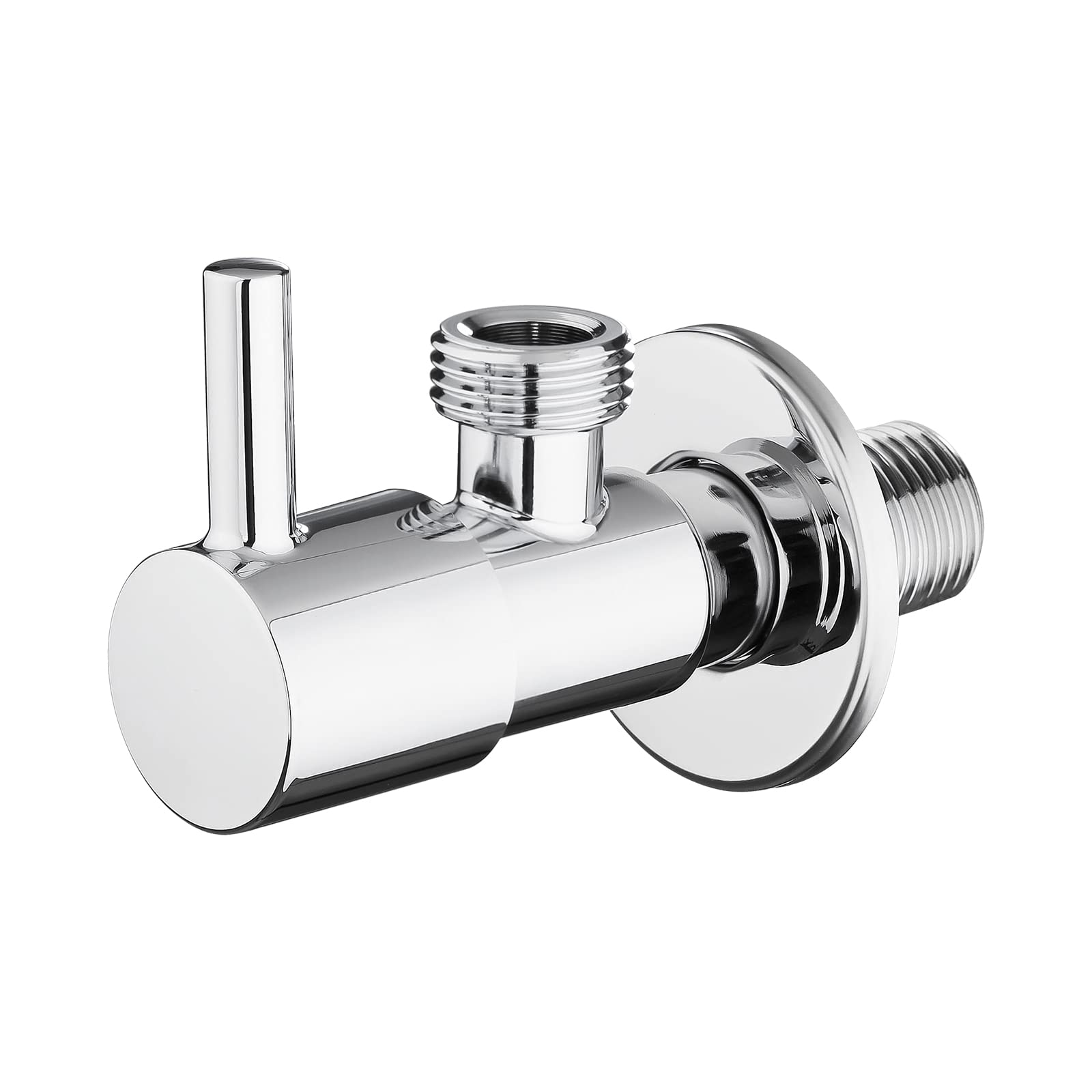 Ibergrif 1/2" x 1/2" BSP Angled Isolating Valve, Wall Mounted Angle Valve for Basin Sink & Heating System, Chrome Brass, M22025-1/2