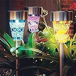 LED Solar Garden Lights - SurLight 3 Color Mosaic Solar Garden Stake Landscape Lights with Auto Sensor Function for Garden Flowerbed Path Walkway Patio Lawn Outdoor Decoration, 3 Pack