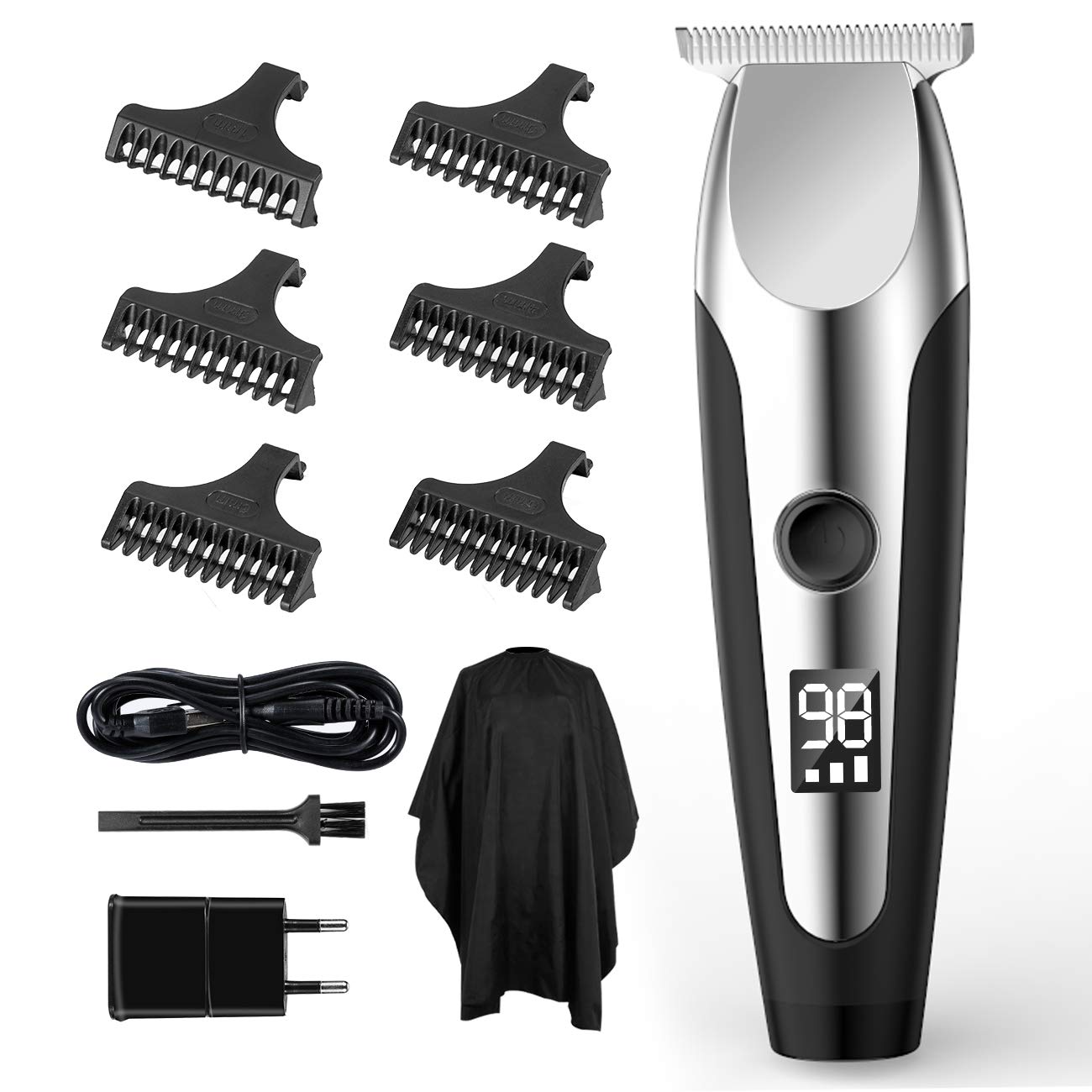 SUERW Cordless Hair Clippers & Professional Electric Hair Cutting Kit, Hair Trimmer, Chargeable Haircut Machine With 6 Guide Combs, For Heads & all Body Grooming