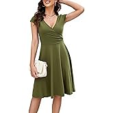 oxiuly Women's Cap Sleeve Summer Casual Dresses V-Neck Floral Vacation Party Dress OX233