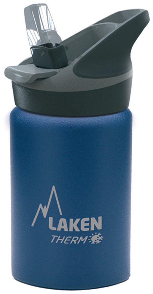 Laken Thermo Kids Vacuum Insulated Stainless Steel Leak Free Sports Water Bottle with Jannu Straw Cap, 17 Oz, Blue