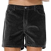 AIMPACT Mens Corduroy Shorts 5/6 Inseam Casual Elastic Waist Drawstring Summer Beach Shorts for Men with Pockets
