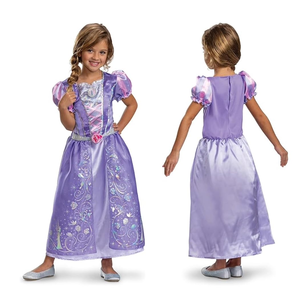 Disney Princess 100th Anniversary Rapunzel Fancy Dress for Kids, Official Disney by Disguise, Beautiful Shimmer Detailing, Adorable Details, for Girls Ages 3-4, 4-6 & 7-8 Years