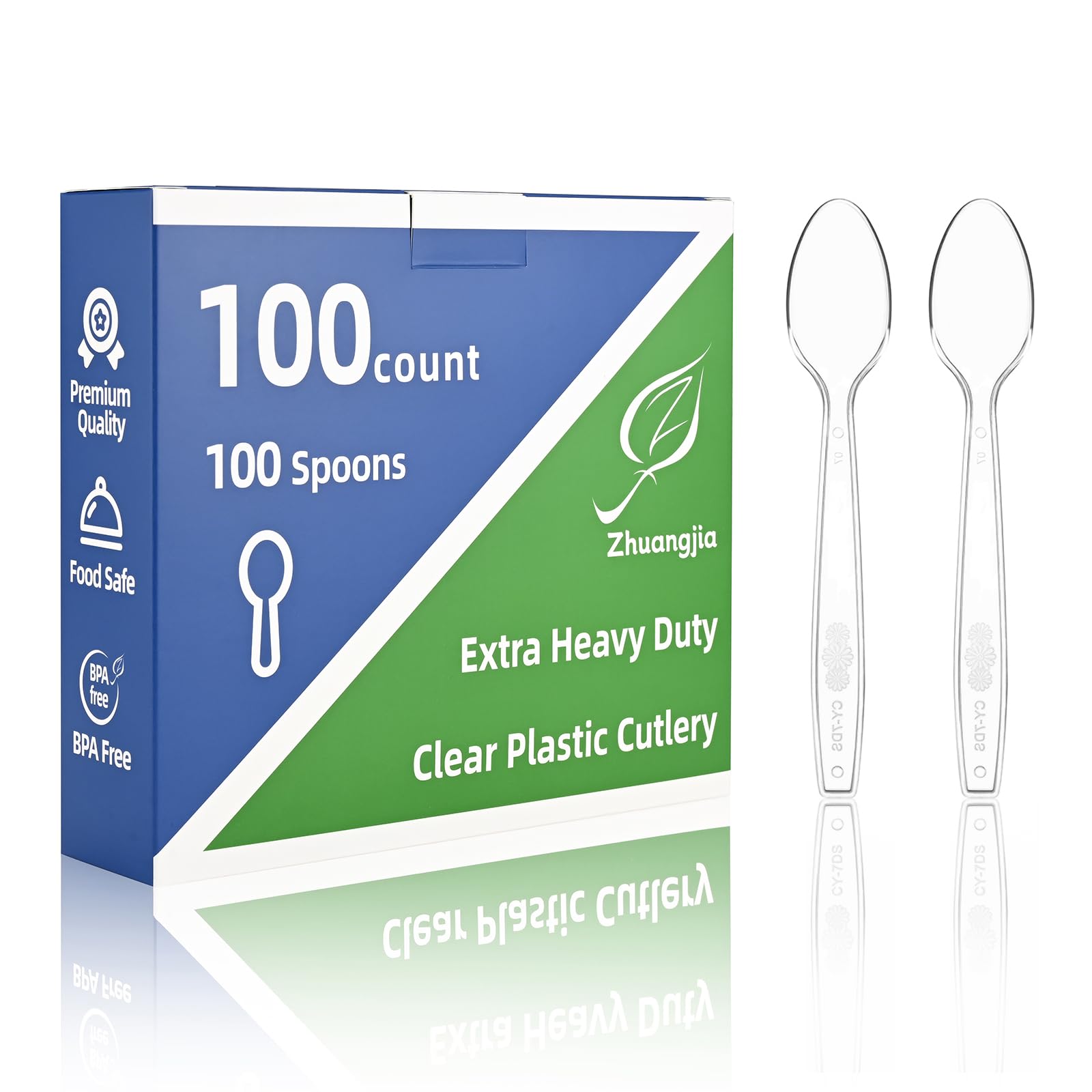 Photo 1 of 100-Pack Clear Plastic Spoons Disposable BPA-Free Heat Resistant Utensils for Catering & Events -Spoons Heavy Duty Bulk,plastic disposable for Party Supplies