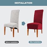 CMAKER Velvet Dining Chair Covers Set of 4 Burgundy Large Stretch Slipcovers view 6