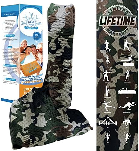 Cooling Towel - Sports &amp; Fitness Award Leading Cool Fabric, As Seen On TV HEAT TAMER. Instantly Cools Head Neck or Body - Use on Pets Camping Yoga Golf Migraines or Gym Fast Drying
