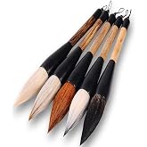 Hbasyp Chinese Traditional Calligraphy Brush/Chinese Calligraphy Watercolor Sumi Drawing Brush-Large brush (5-Count)