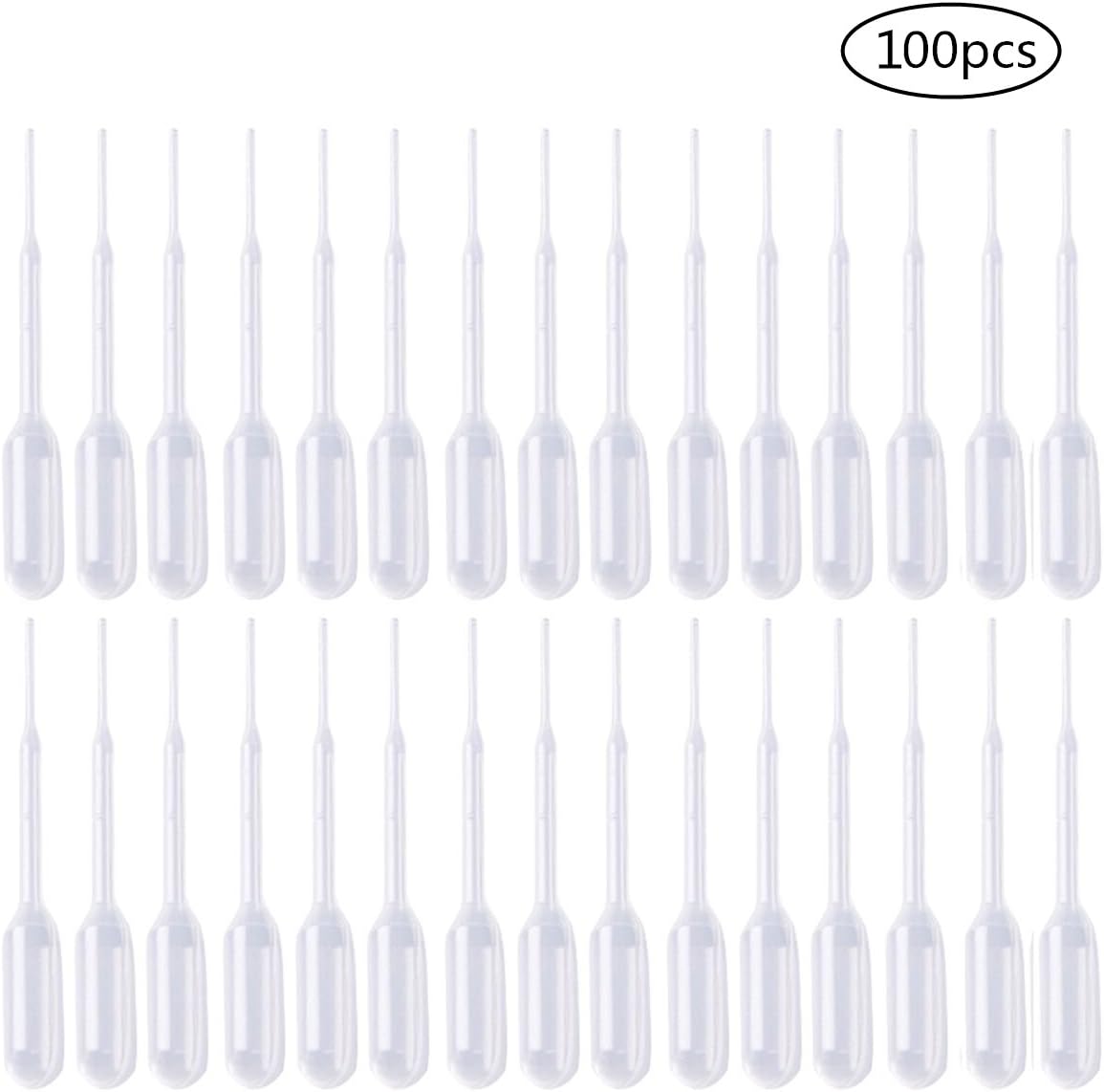 WarmShine 100 Pcs 0.2ml Disposable Pipettes Graduated Transfer Pipettes Polyethylene Eye Dropper Essential Oil Pipettes