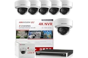 REAL HD Hikvision DS-7608NI-Q2/8P 4K 8 Channel PoE NVR with 6 Dome IP 4MP Cameras 2.8mm Wide Angle H.265, 2TB Storage, Plug and Play, Compatible with Hikvision Hik-Connect