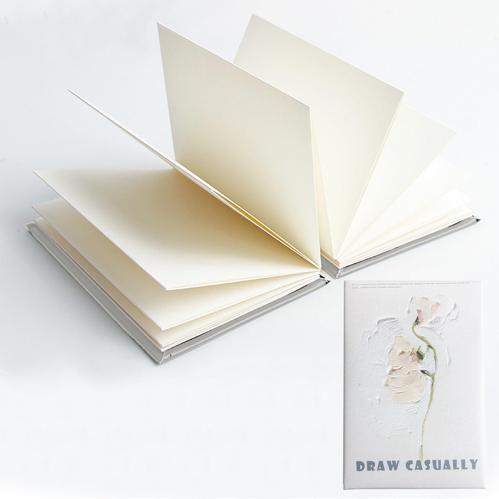 Concertina Sketchbook A6, Handmade Pocket Concertina Sketchbook with Slip Case 15.7cm X 10.5cm Can Be Used for Art Journals, Storyboards, Concept Drawings (Flowers 1)