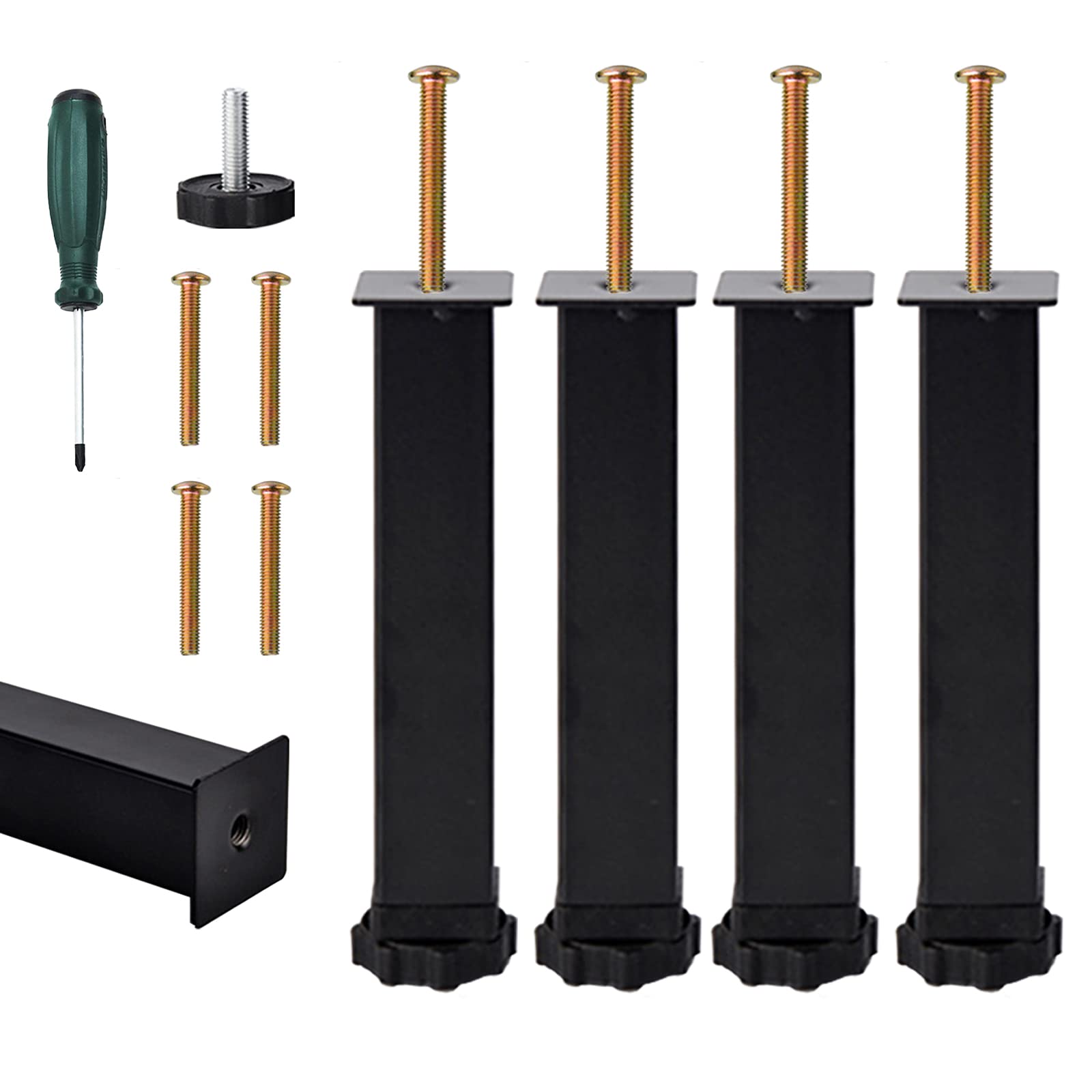 Replacement Bed Legs Screw In, Furniture Support Feet Universal Furniture Legs, Bed Adjustable Legs Metal Bed Frame Center Support, Furniture Feet Black For Bed Sofa Table Chair Desk (20cm)