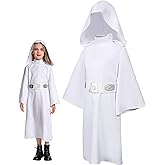 Heodols Princess Costume Kids Girls Force Knight Cosplay White Dress Belt Outfit for Birthday Halloween