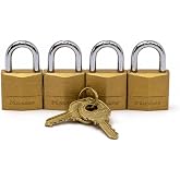 Master Lock Padlock, Solid Brass Lock, 3/4 in. Wide, 120Q (Pack of 4-Keyed Alike)
