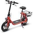 Phantomgogo Commuter R1 - Electric Scooter for Adults - Foldable Scooter with Seat & Carry Basket - 450W Brushless Motor 36V - 15MPH 265lbs Max Load E Mopeds for Adults