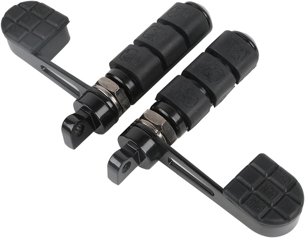 SLMOTOBlack Anti-Vibe Foot Pegs W/Heel Rest Fit For Harley Dyna Fxdf Fat Bob Fxdc Fxdx Softail Softail Sportster Dyna Fxwg Fxr Models