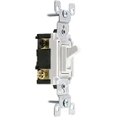 Leviton 15 Amp, 120 Volt, Toggle Framed 3-Way AC Quiet Switch, Residential Grade, Grounding, Quickwire Push-In &amp; Side Wired, 1453-2W, White