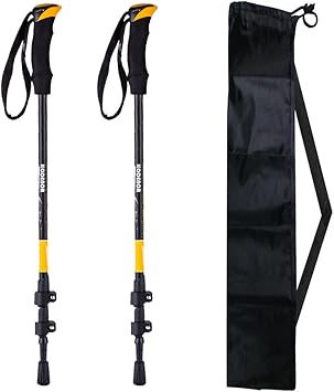 Amazon トレッキングポール 超軽量アルミ Bestom 登山スティック 3段伸縮 2本セット ウォーキングスティック 登山杖 山登り スキーポール 収納バッグ クリップ二個 日本語パンフレット付き Bestom スポーツ アウトドア