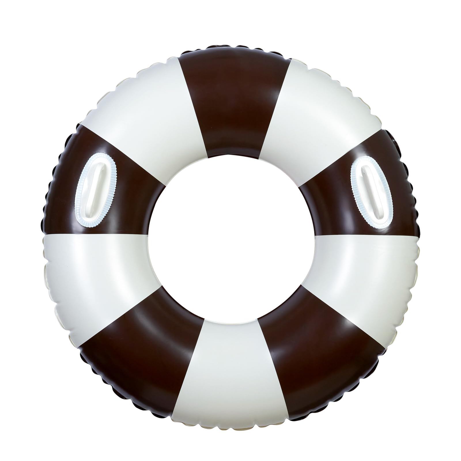 Photo 1 of Large Swim Ring with Handles for Kids Adults, 35 Inch Classic Striped Pool Inner Tubes, Inflatable Pool Floats, Float Naked, Pool Floaties Adult Size for Summer Pool Party Beach (Brown)