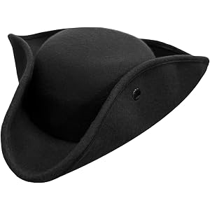 Xuyyicao Black Pirate Hat,Felt Tricorn Costume Colonial Hat | Pirate Costume Accessories Hat for Adult,Halloween,Dress Up,Par