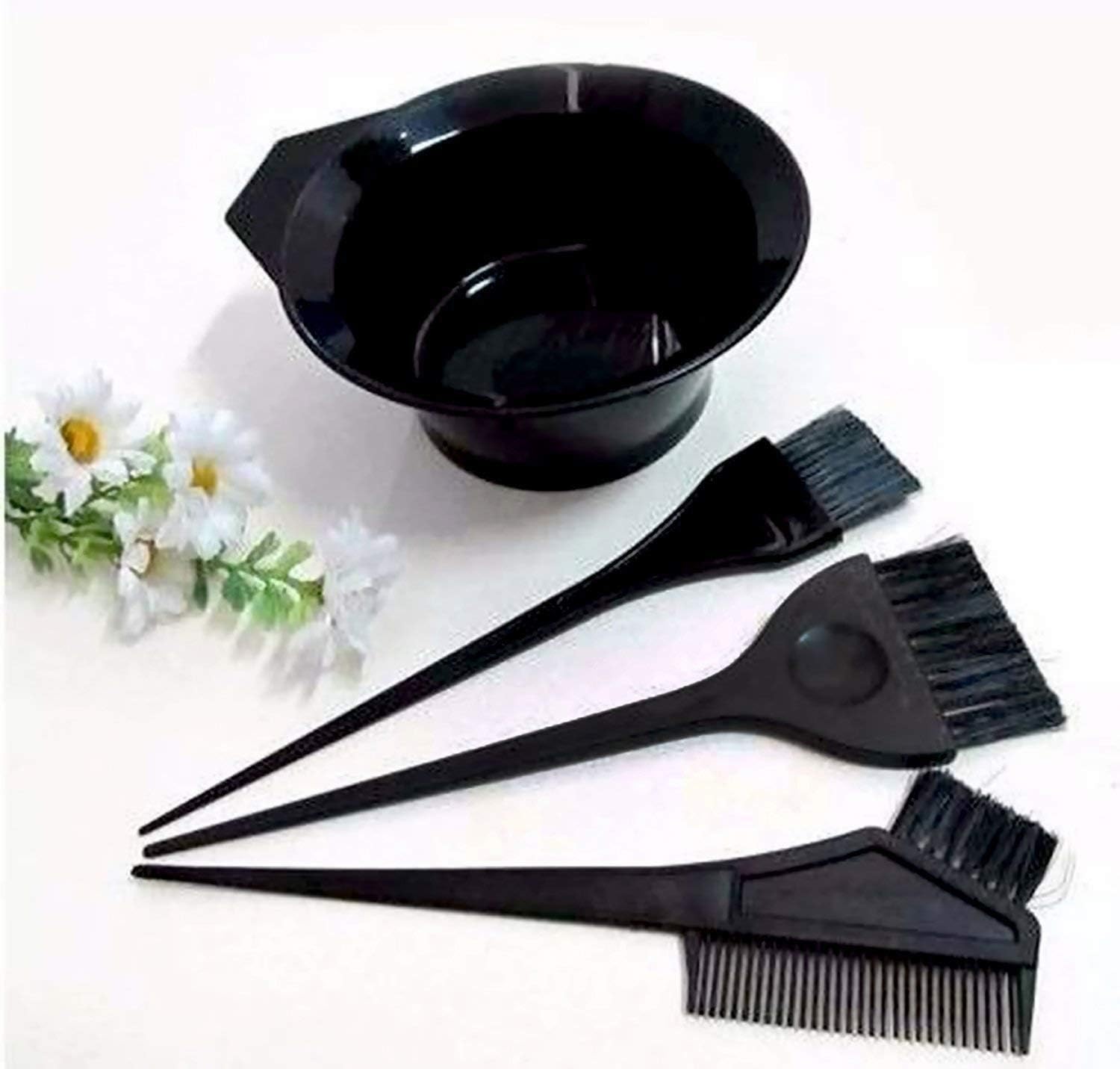 Verbier Professional Use Hair Coloring Dyeing Kit Brush with Bowl Black (Pack 1)