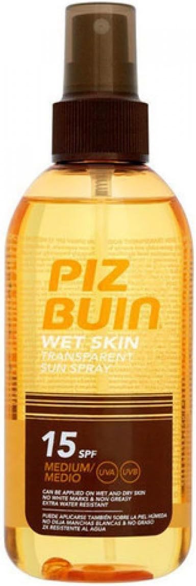 Piz Buin Wet Skin Transparent Sun Spray SPF15 150ml UVA UVB Protection