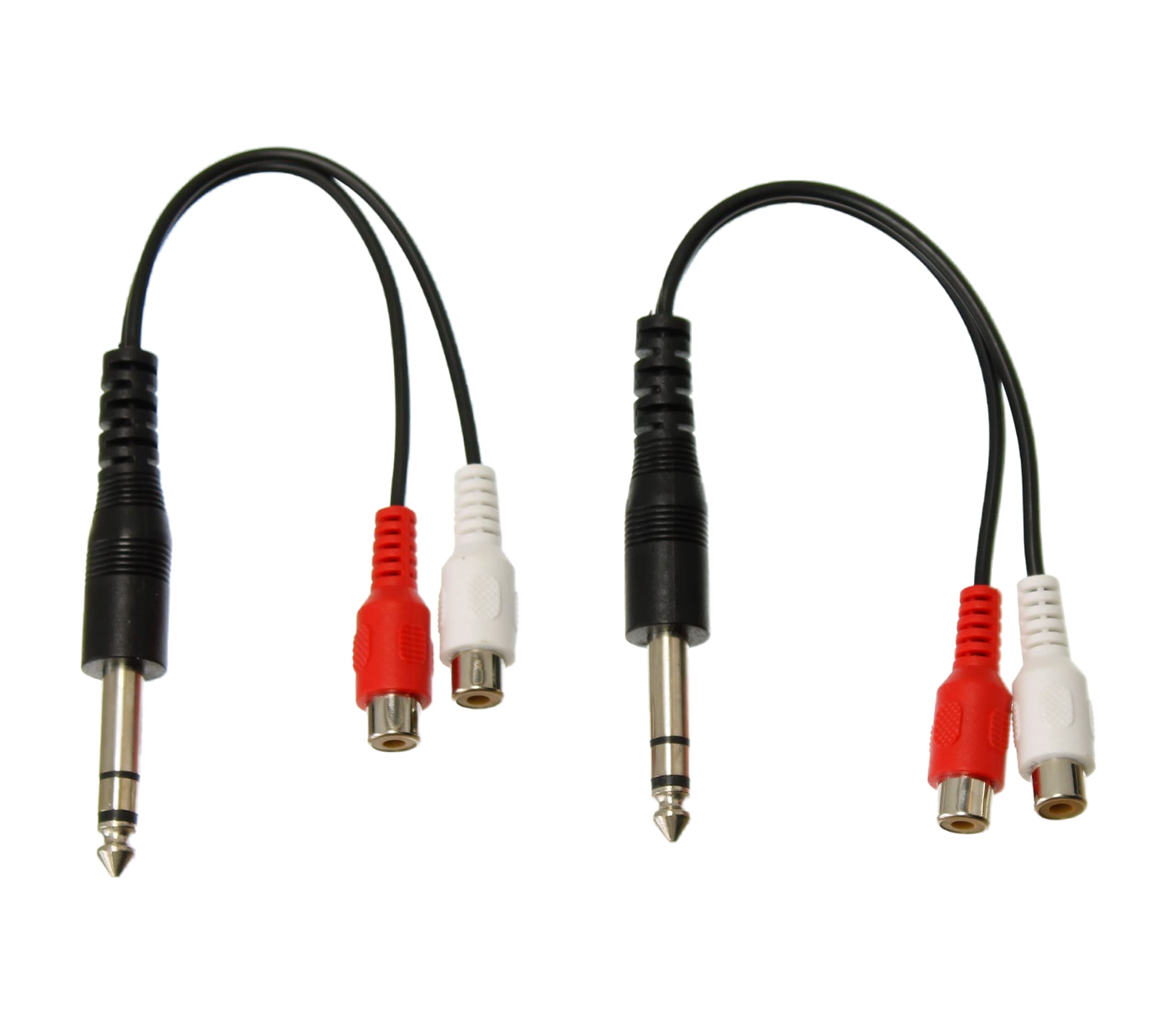 Reulin 2 Pack - 20 CM Jack Plug 6.3mm - 2 Cinch Sockets, 0.2m Long Audio Jack Cable With 2 RCA Female Splitter