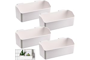 Vercraft Gridwall Baskets, Grid Wall Storage Bin Plastic Grid Wall Panels Bins for 3 Inch Gridwall Panel for Organizing Storage Display Kitchen Home Office Garage Bathroom(White,4 Pcs)