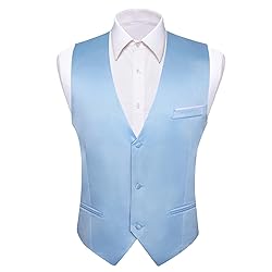 Barry.Wang Mens Baby Blue Formal Suit Vest V-neck