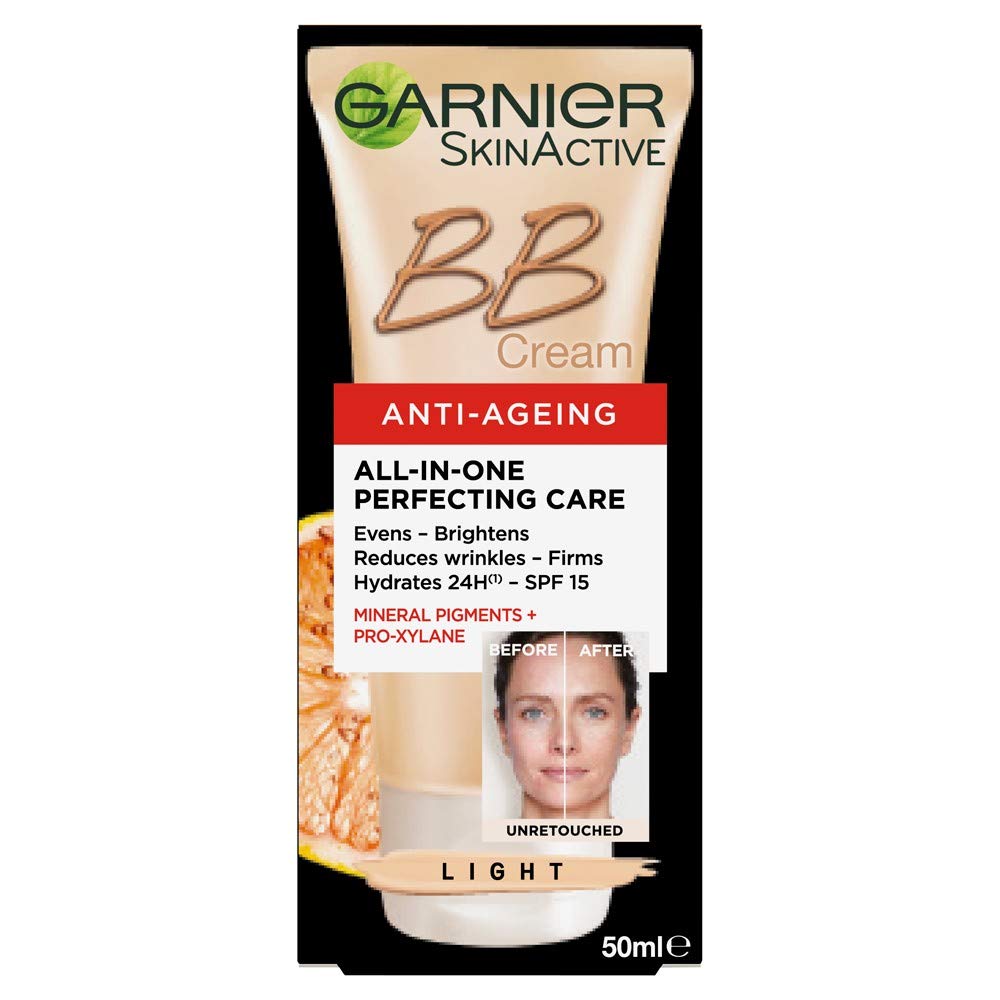 Garnier BB Cream Anti Ageing Light Tinted Moisturiser SPF 15, Brightening & Firming Anti Wrinkle Cream with Mineral Pigments 50 ml