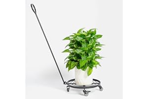 Goooxim 14" Plant Dolly with Wheels - Heavy Duty Rolling Planter Base, Lockable Wheels, Detachable Handle, Ideal for Indoor/Outdoor Use with Large Pots and Easy Transport Solutions