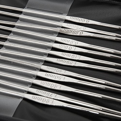 Cutebox 22pcs Mixed Aluminum Handle Crochet Hooks, Ergonomic Knitting Knit Needles, Weave Yarn Set, 0.6~6.5mm