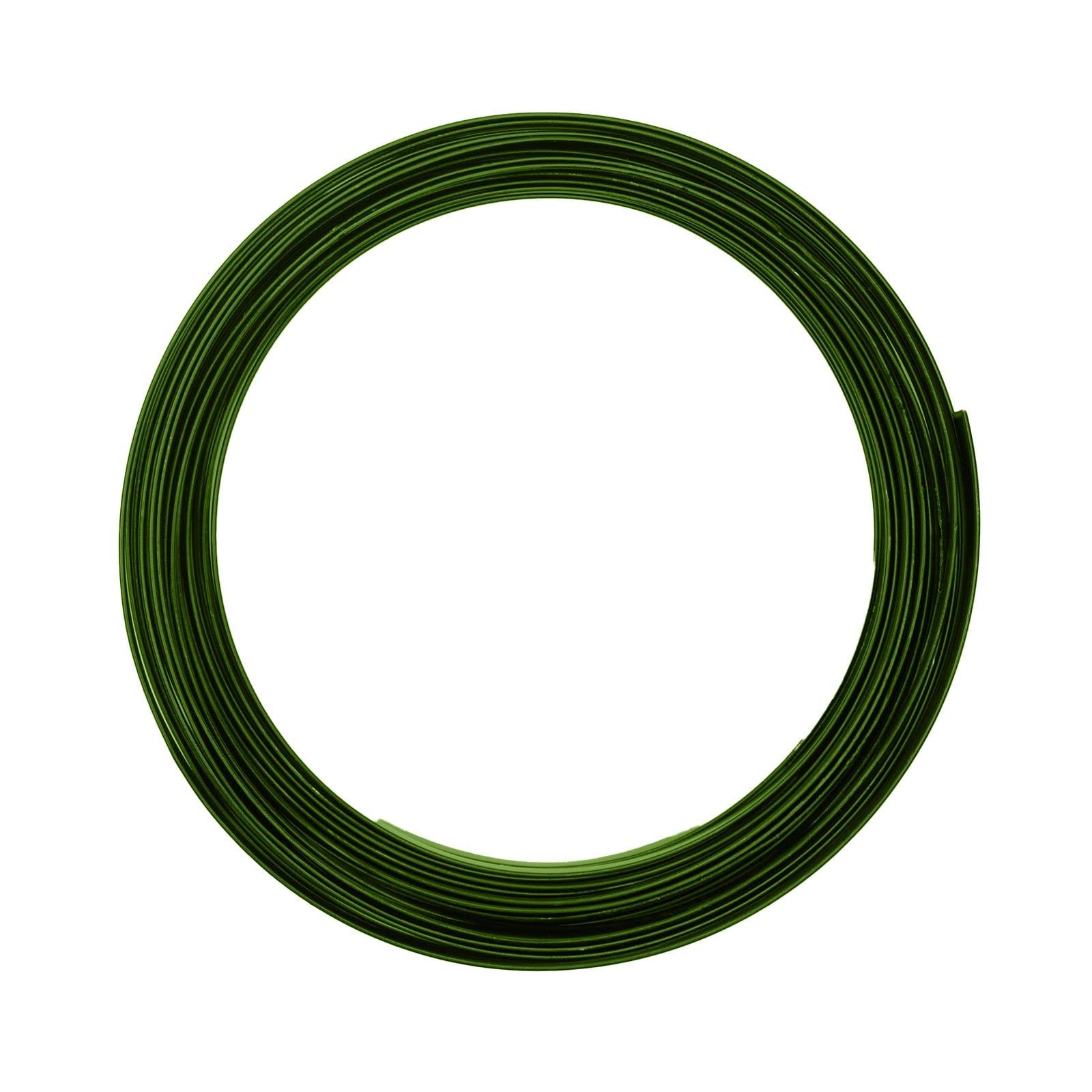 Vaessen Creative Aluminium Craft Wire Flat 0.2" (5 mm) x 0.04" (1 mm) x 0.2" (5 mm) Dark Green - Flexible Metallic Wire for Crafting, Flower Arranging, Jewellery Making and Modelling