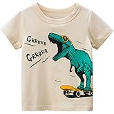 Achiyi Toddler Boy Shirts Dinosaur Car Excavator Cotton T Shirts Boys Short Sleeve Tshirts Summer Tee Top Clothes for Kids