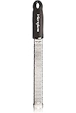 Microplane Premium Zester Grater - made in USA stainless steel blade -for zesting citrus and grating cheese -Soft touch handle - Black