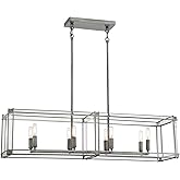 Minka Lavery 3858-756 Langen Square Island Chandelier, 8-Light, 480 Total Watts, 40-in H x 22-in W, Antique Nickel