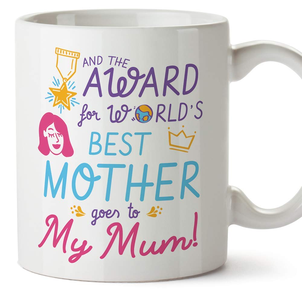 MUGFFINS Mum Mugs – "World's Best Mother Award" (Model 3) – Funny Mothers Day Gifts from Daughters & sons