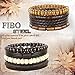 FIBO STEEL 8Pcs Leather Bracelets for Men Women Wooden Bead Bracelet Cuff Elastic,C