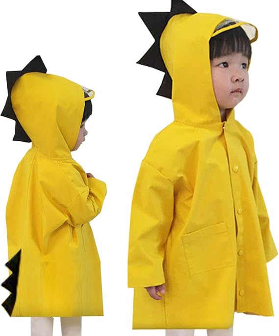 Kids Waterproof Yellow Raincoat Hooded Rain Wear Reflective