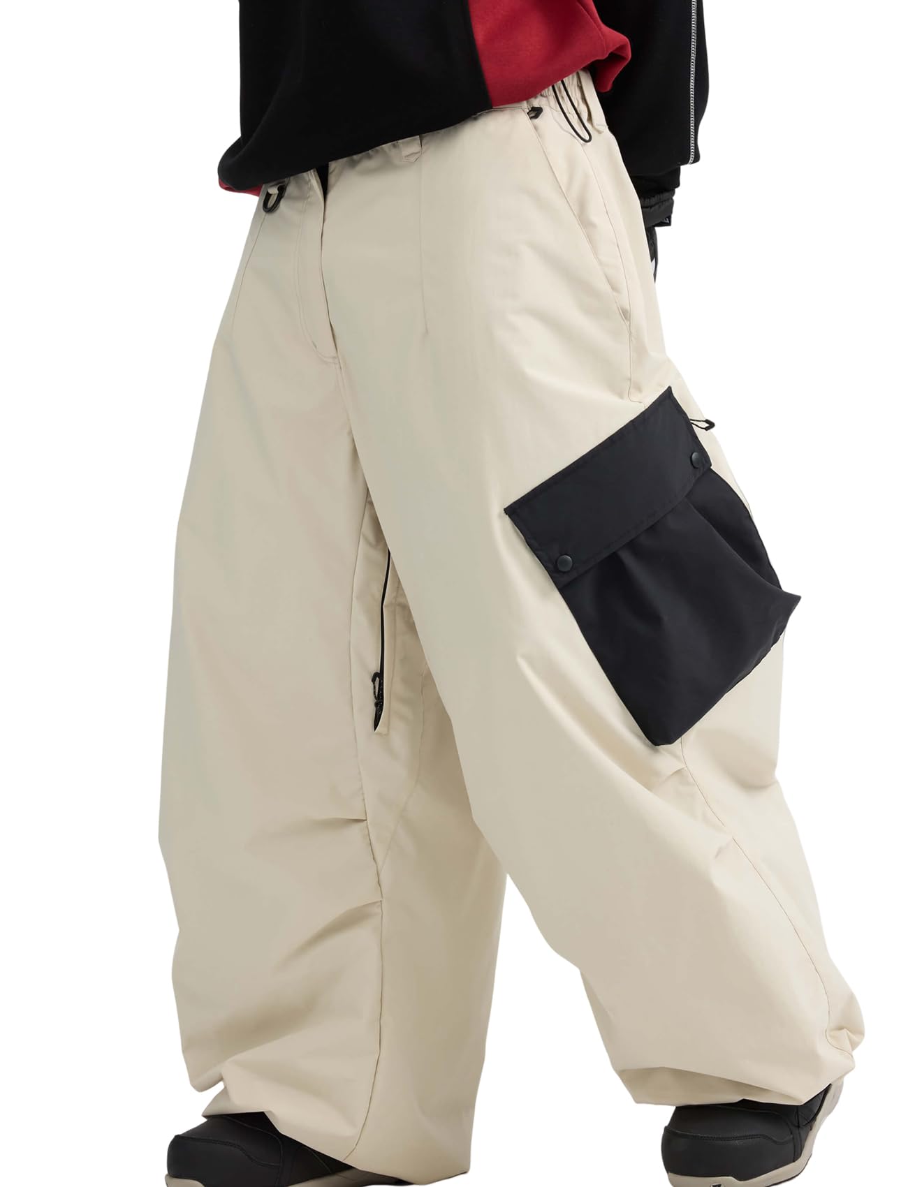 Photo 1 of GSOU SNOW Womens Mens Baggy Snow Pants Cargo Snowboard Pants Ski Super Loose Sport Outdoor Insulation Waterproof Beige Black