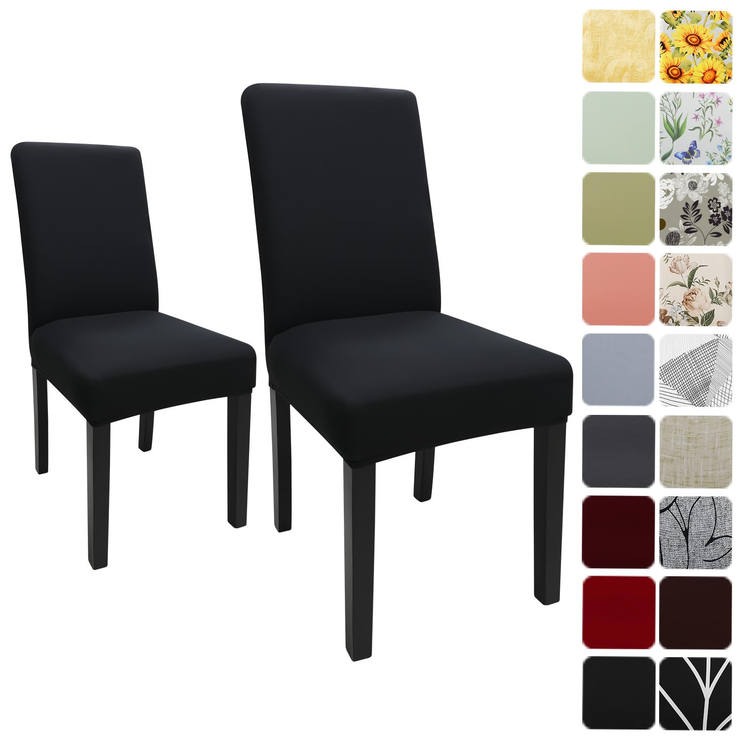 Photo 1 of Keyroal Dining Room Chair Covers Set of 2, Stretch Solid Color Parsons Chair Slipcovers Spandex Removable Washable Kitchen Chair Protector Cover for Dining Room, Hotel, Ceremony(Black)