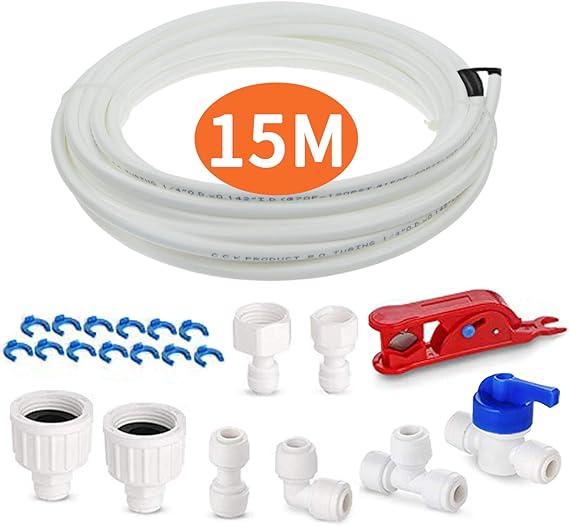 Fridge Water Pipe Tube with Connector Fittings Kit, AOBETAK 15M Fridge