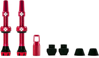 Muc-Off Tubeless Valves V2 7075 Aluminium Presta 44mm Red with Core Tool