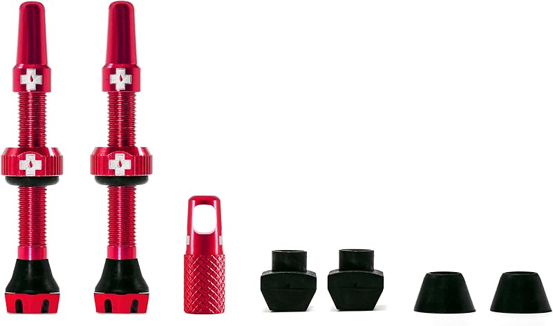 Muc-Off Tubeless Valves V2 7075 Aluminium Presta 44mm Red with Core Tool