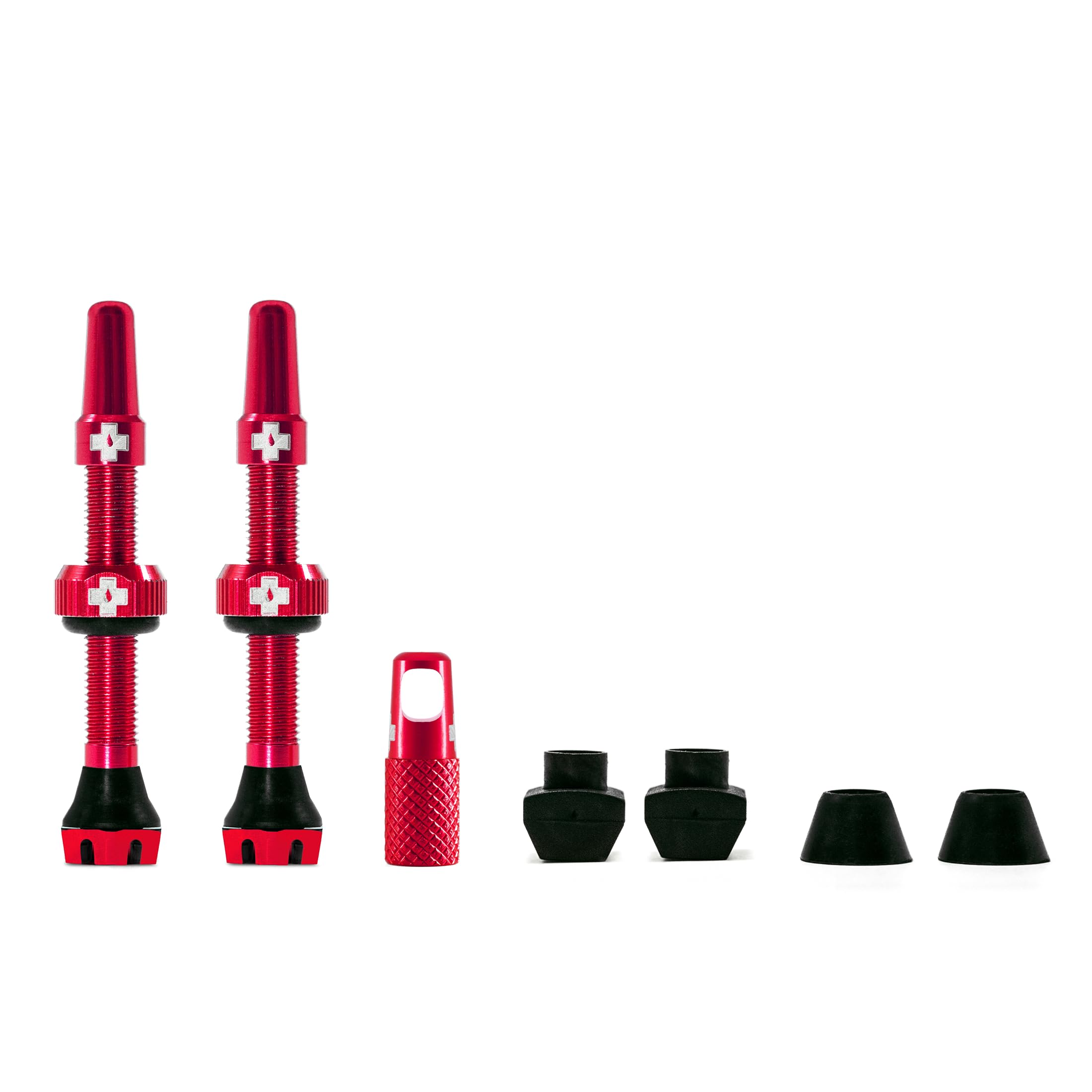 Muc-Off Tubeless Valves V2-7075 Aluminium Presta Valves with Core Removal Tool - Air Flow System for Mountain Bike, Road and Gravel Wheels - Compatible with Rim Inserts - Red, 44mm — image 1