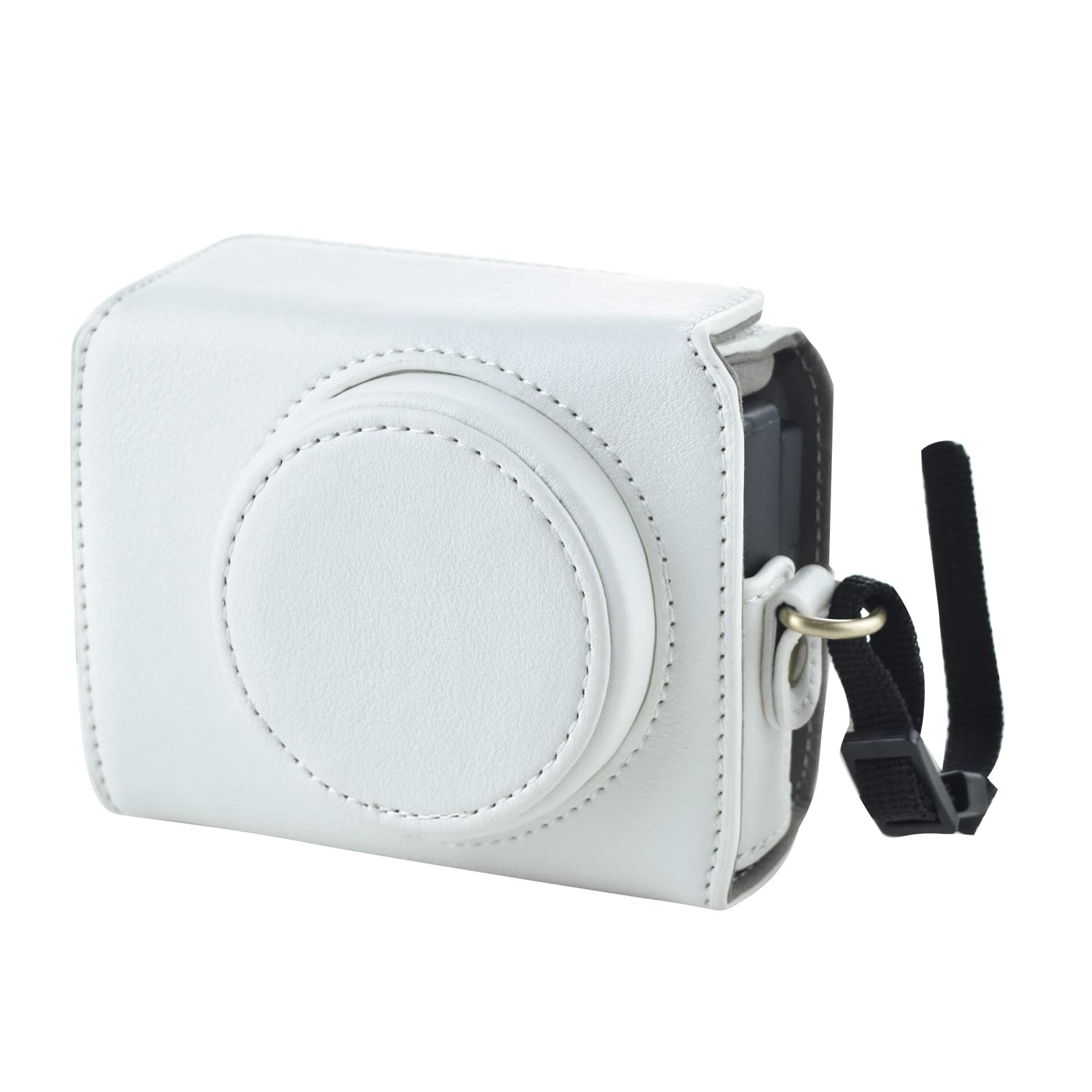 Rieibi ZV1 Case - Vintage PU Leather Camera Case for Sony ZV1 ZV-1 DSLR Camera - Protective Case with Strap - White