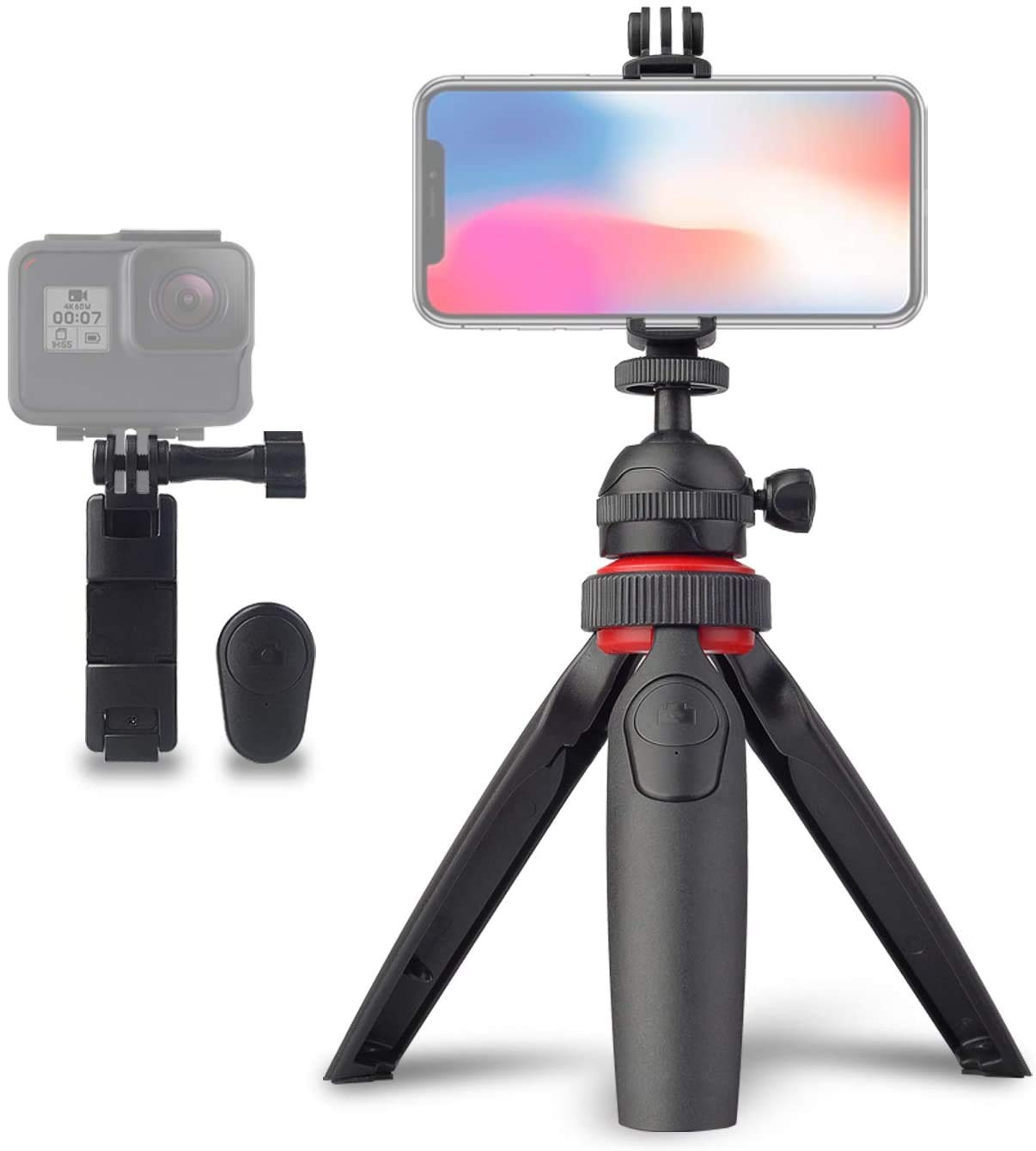 Mini Tripod, LENSGO L322 Portable Cell Phone Tripod Tabletop Stand for ios Android Smartphone/Camera with Wireless Remote Shutter-Universal Cell Phone Clip Mount-360° Rotation Ball Head