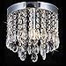 Floodoor Modern Crystal Chandelier Flush Mount Pendant Mini Ceiling Light Raindrop Fixture for Living Room Hotel Hallway Bedroom H6.9